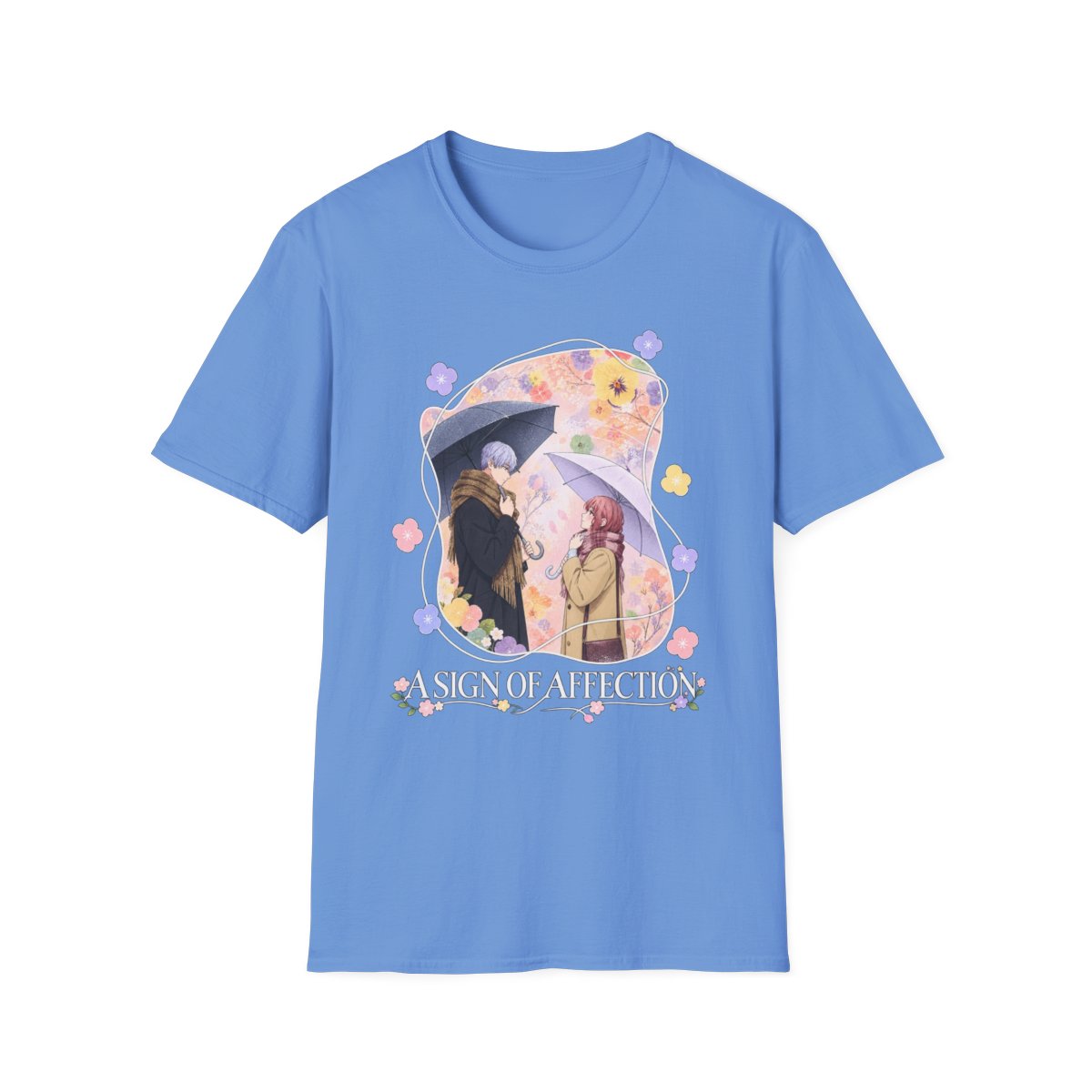 Moonlit Romance illustration T-Shirt | 'Sign of Affection' floral design | A Sign of Affection Anime Merch - alternate angle 4, merchandise
