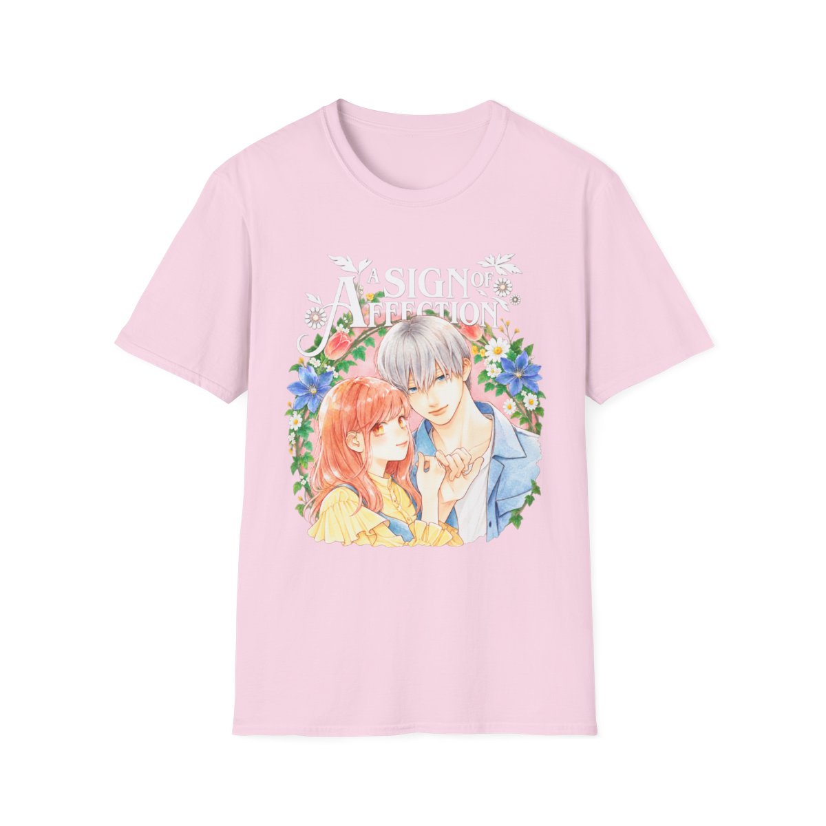 A Sign of Affection Romance Couple Illustration T-Shirt | Anime Floral Love | A Sign of Affection Anime Merch - alternate angle 3, merchandise