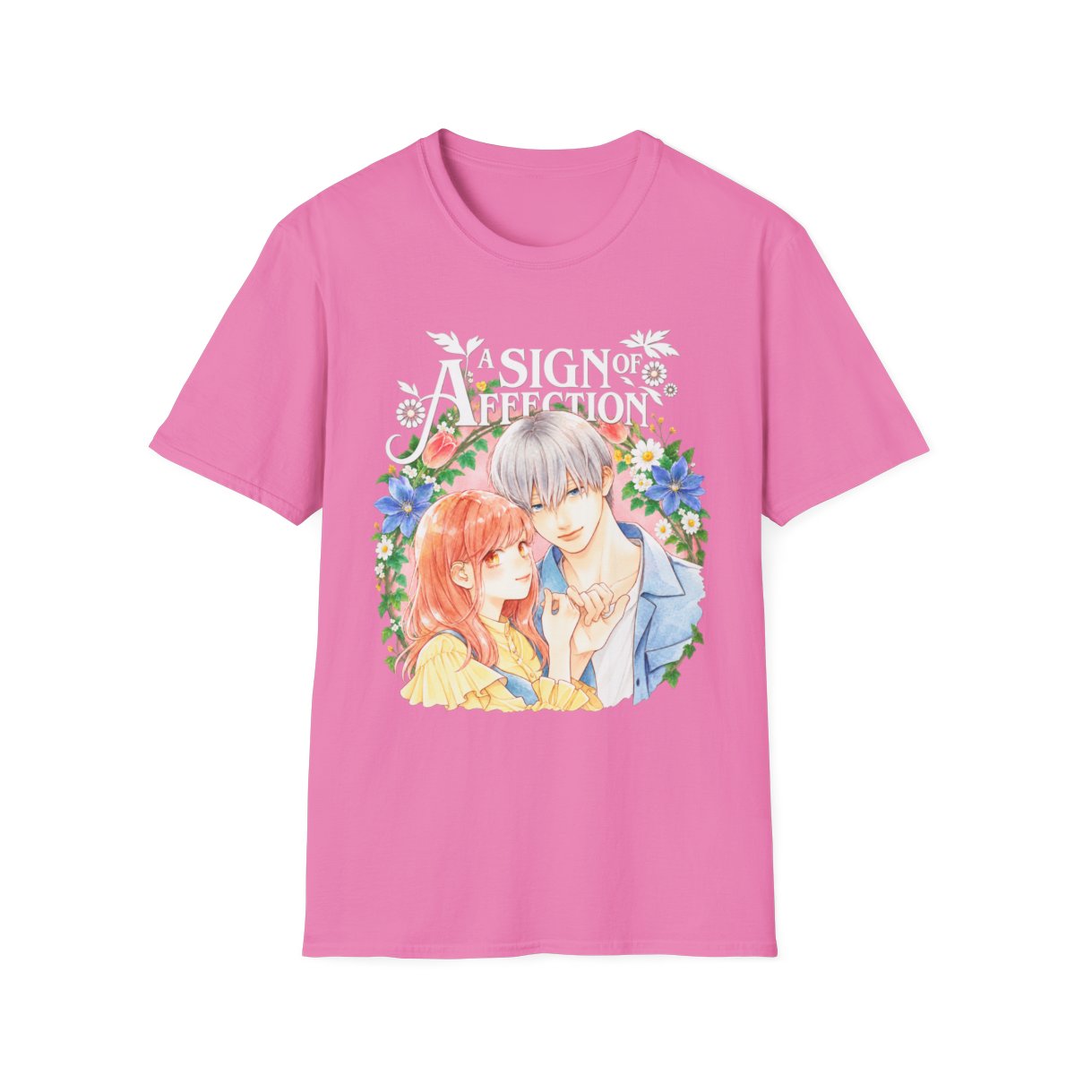 A Sign of Affection Romance Couple Illustration T-Shirt | Anime Floral Love | A Sign of Affection Anime Merch - alternate angle 4, merchandise
