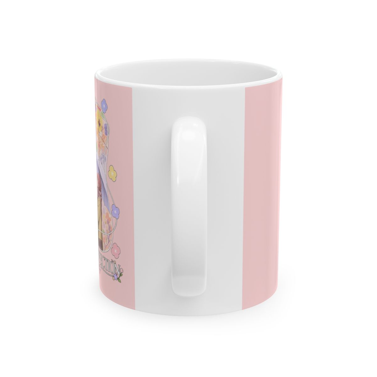 Floral Girl Portrait Mug | Ceramic Coffee Cup, Pink Background | A Sign of Affection Anime Merch - alternate angle 2, merchandise